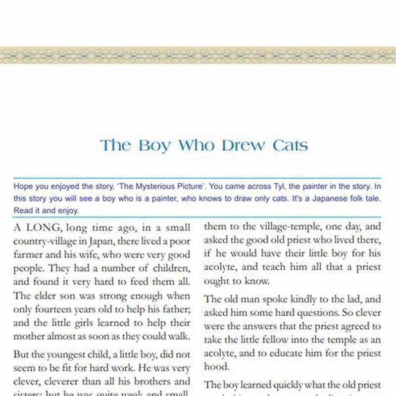 How is the youngest child introduced in the story The Boy Who Drew Cats?