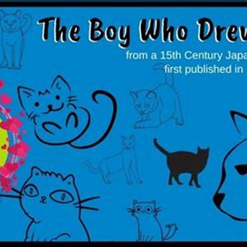 Where did the boy drew the cats?
